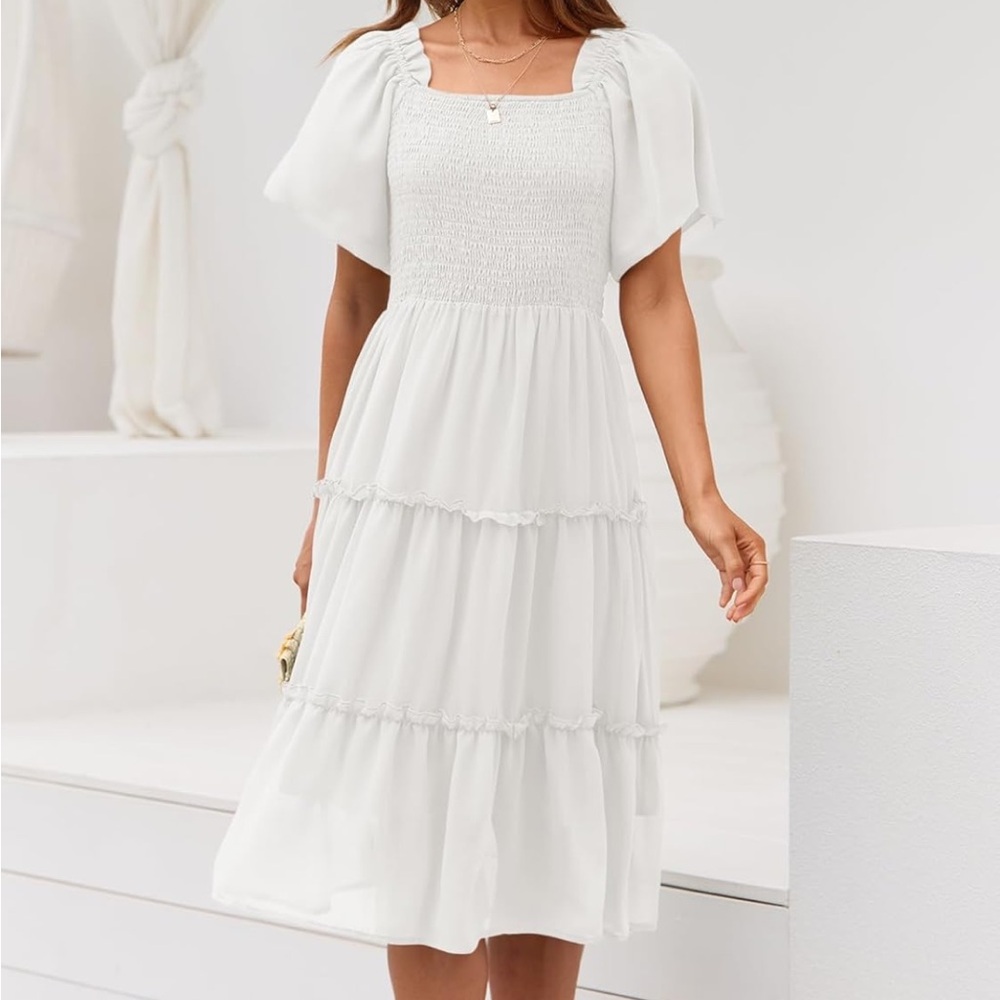 LILLUSORY Women's Summer Casual Dress Flutter Sleeve